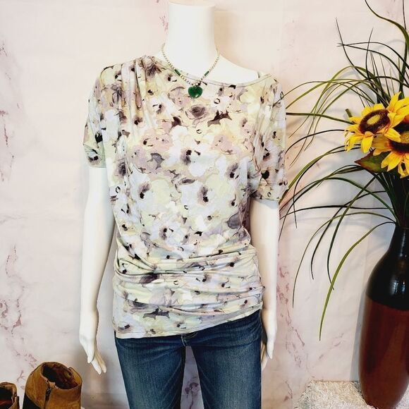 Anthropologie Deletta beautiful watercolor print one shoulder top - Picture 5 of 7